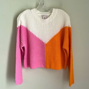 Sincerely Jules Colorblock Sweater - White, Pink, and Orange